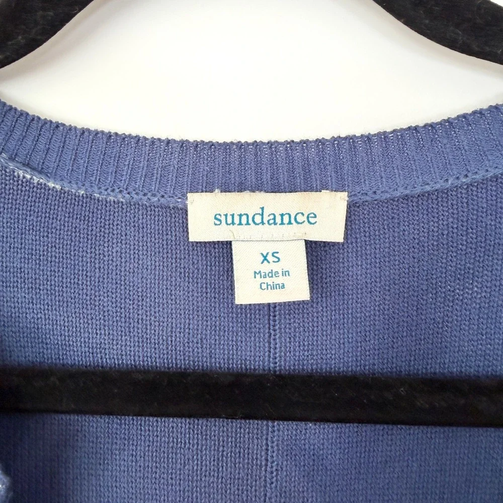 Sundance 100% Cotton Distressed Wash Sweater XS Blue Exposed Seam Boho - Picture 3 of 7